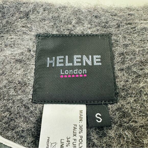 Helene London Colorblock Coat Jacket Hidden Buttons Gray Wool Blend Pockets Sz S - Picture 7 of 10